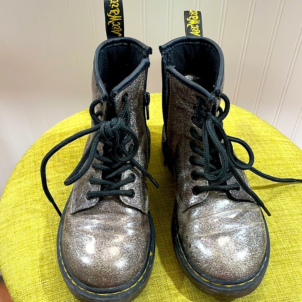 Dr Martens Docs 1460 Glitter Boots Silver Size 13 Youth Girls Kids
